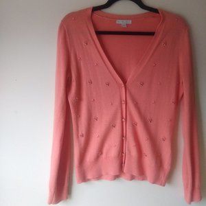 NY&Co Coral Beaded Cardigan Size S